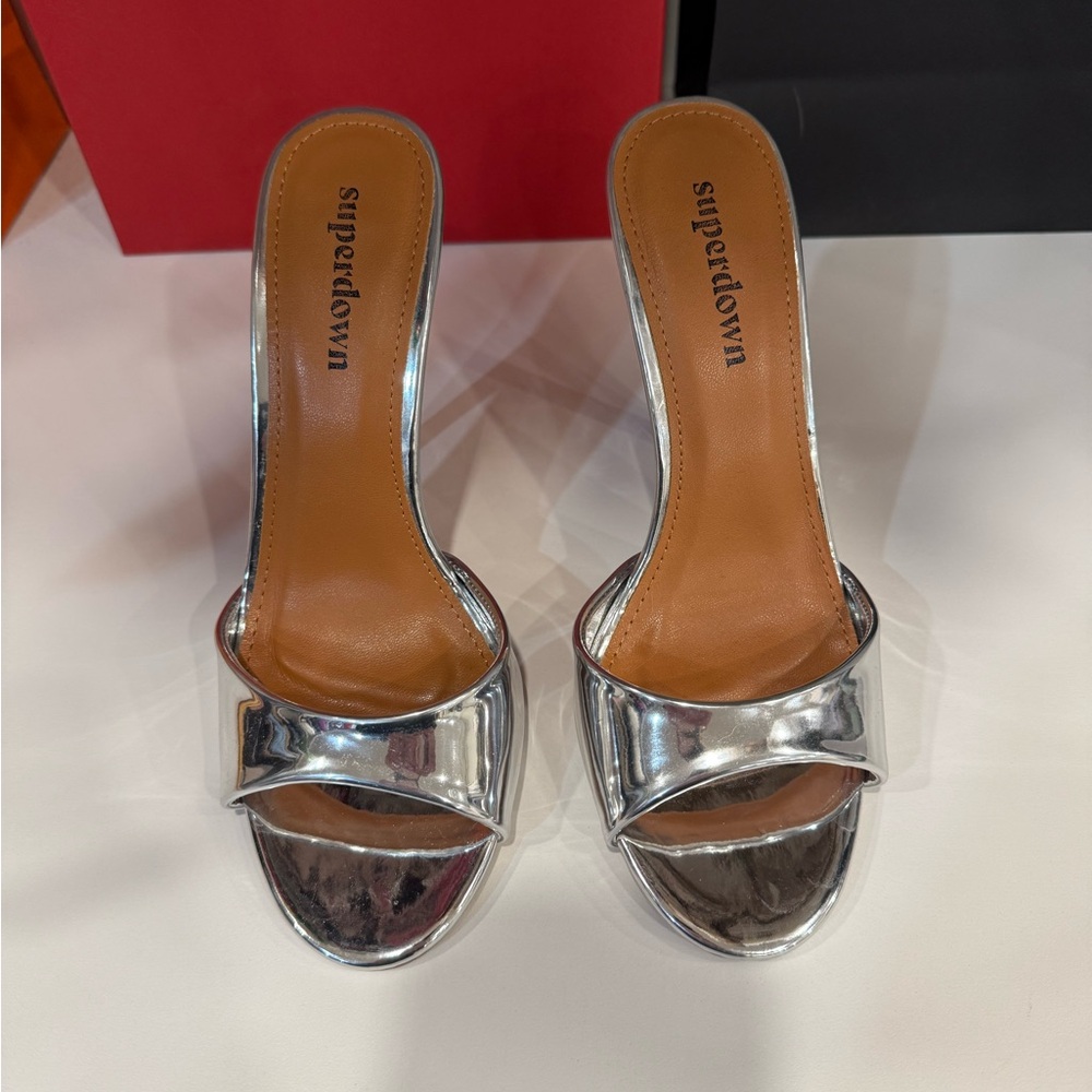 Superdown Metallic Silver Mules | revolve